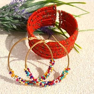 NWT set Bohemian jewelry bracelet and hoop earrings boho